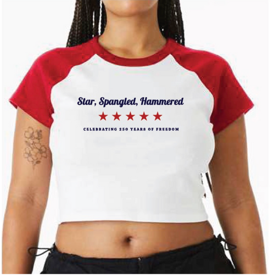 Star, Spangled, Hammered Cropped Baby-Tee